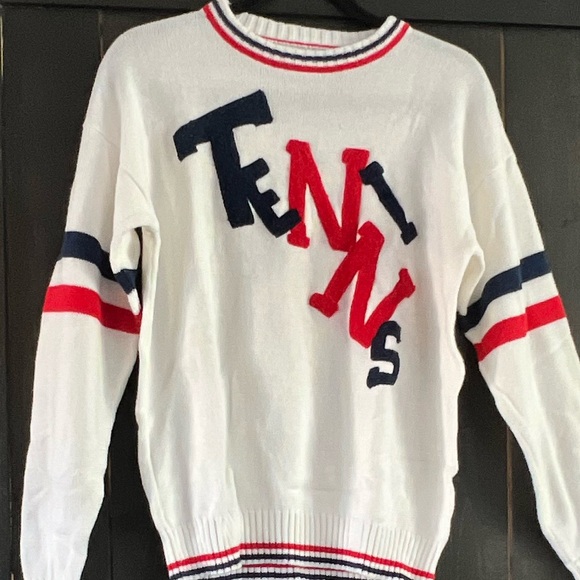 Women’s vintage tennis sweater red white and blue - Picture 2 of 5